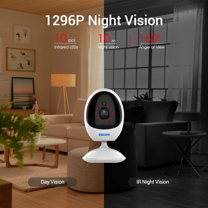 ESCAM QF006 3MP 1296P HD Indoor Wireless PTZ IP Camera IR Night Vision AI Humanoid Detection Home Security CCTV Monitor, Plug Type:UK Plug(White) by ESCAM