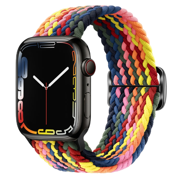 Buckle Nylon Braided Watch Band for Apple Watch Ultra 49mm&Watch Ultra 2 49mm / Series 9&8&7 45mm / SE 3&SE 2&6&SE&5&4 44mm / 3&2&1 42mm(Colorful) by bashfashion