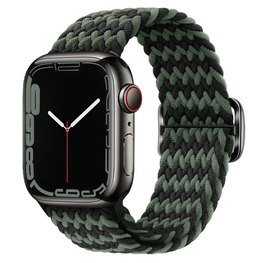 Buckle Nylon Braided Watch Band For Apple Watch Series 8&7 41mm / SE 2&6&SE&5&4 40mm / 3&2&1 38mm(Black Green) by bashfashion