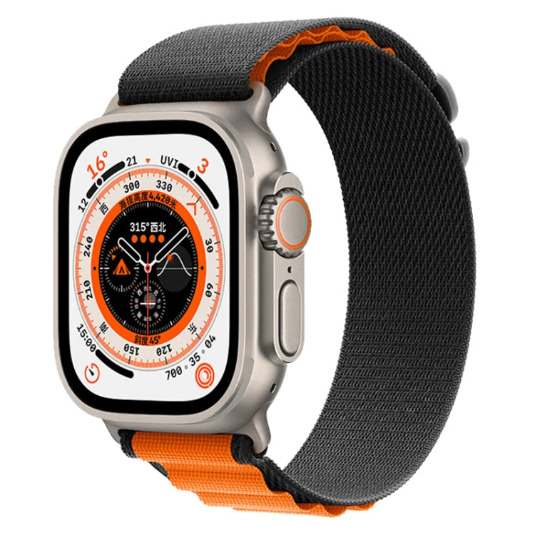 For Apple Watch Ultra 49mm Nylon Watch Band (Black+Orange) by bashfashion