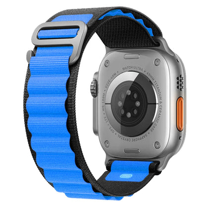 For Apple Watch Ultra 49mm Nylon Watch Band (Black Blue) by bashfashion