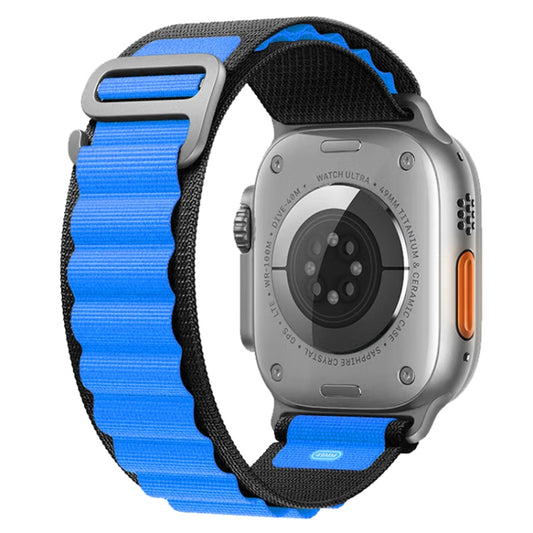 For Apple Watch Ultra 49mm Nylon Watch Band (Black Blue) by bashfashion