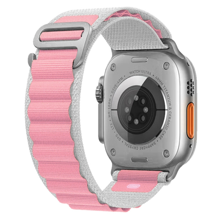For Apple Watch Ultra 49mm Nylon Watch Band (Gray + Pink) by bashfashion