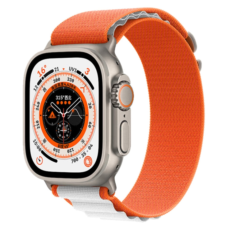 For Apple Watch Ultra 49mm Nylon Watch Band (White+Orange) by bashfashion