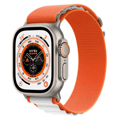 For Apple Watch Ultra 49mm Nylon Watch Band (White+Orange) by bashfashion