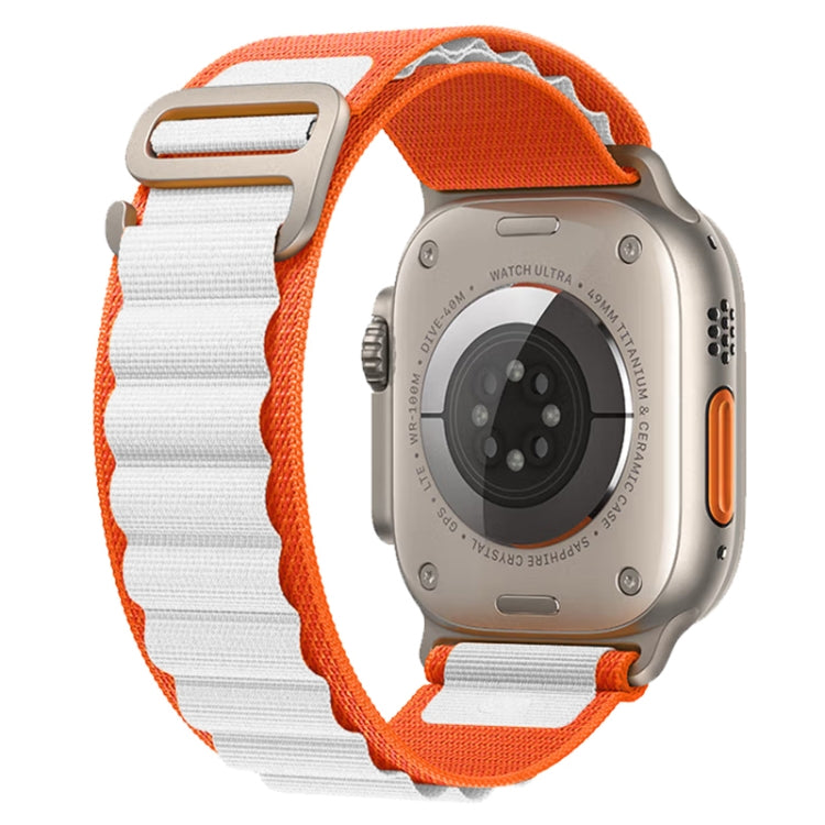 For Apple Watch Ultra 49mm Nylon Watch Band (White+Orange) by bashfashion