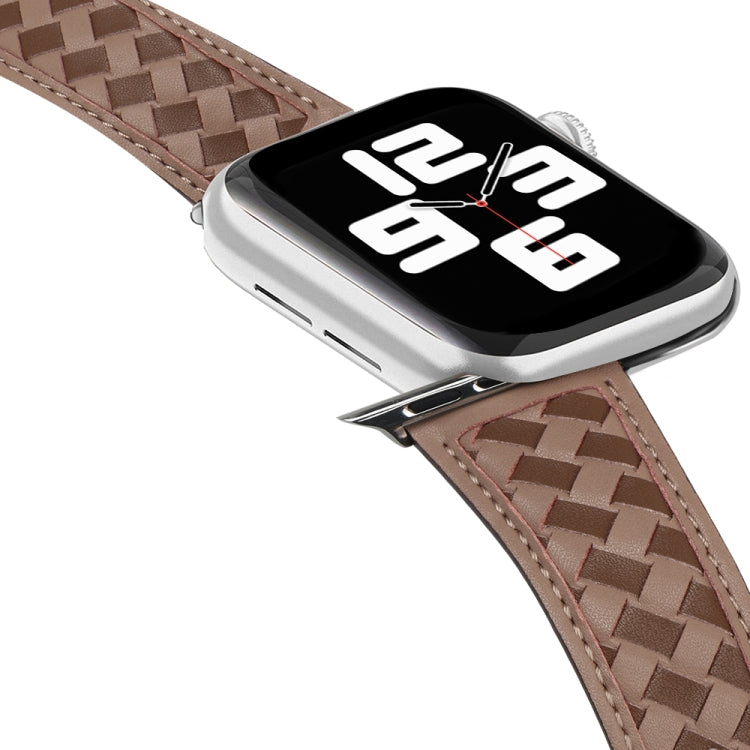 Braided Genuine Leather Watch Band for Apple Watch Series 9&8&7 41mm / SE 3&SE 2&6&SE&5&4 40mm / 3&2&1 38mm(Grey+Brown) by bashfashion