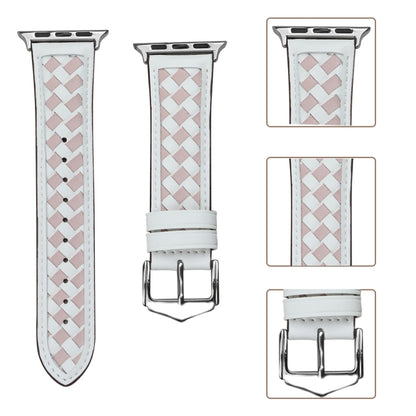 Braided Genuine Leather Watch Band for Apple Watch Series 9&8&7 41mm / SE 3&SE 2&6&SE&5&4 40mm / 3&2&1 38mm(Beige+Pink) by bashfashion