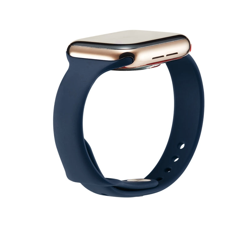 For Apple Watch 5/4 44mm & 3/2/1 42mm Thin Silicone Watch Band(Dark Blue) by bashfashion