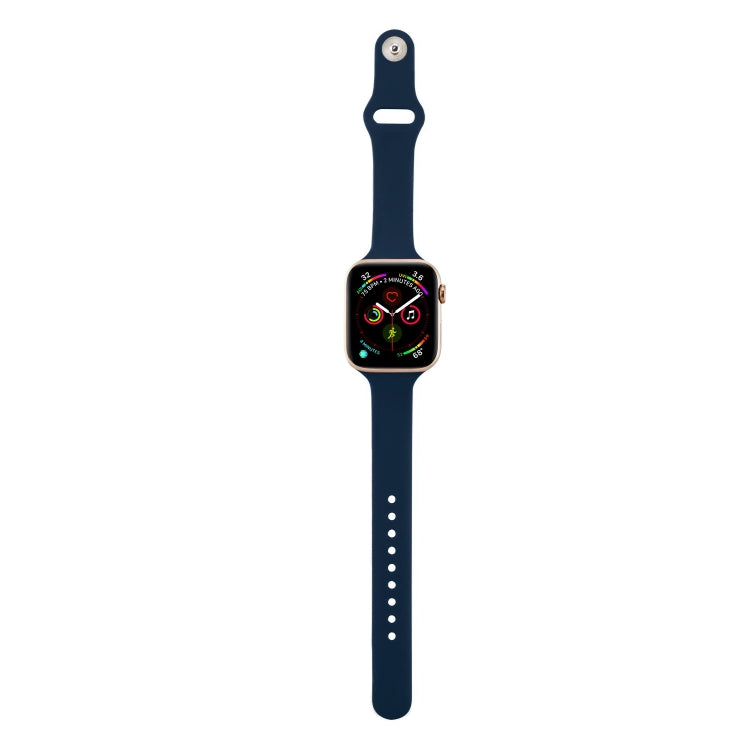 For Apple Watch 5/4 44mm & 3/2/1 42mm Thin Silicone Watch Band(Dark Blue) by bashfashion