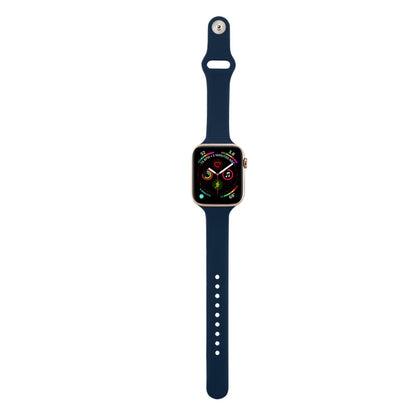 For Apple Watch 5/4 44mm & 3/2/1 42mm Thin Silicone Watch Band(Dark Blue) by bashfashion