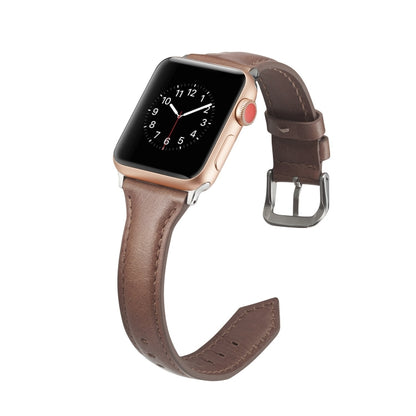 For Apple Watch 5/4 40mm & 3/2/1 38mm Thin Leather Watch Band(Coffee) by bashfashion
