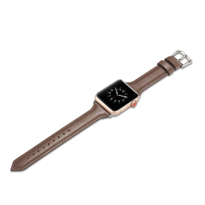 For Apple Watch 5/4 40mm & 3/2/1 38mm Thin Leather Watch Band(Coffee) by bashfashion