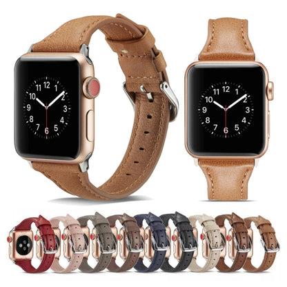 For Apple Watch 5/4 40mm & 3/2/1 38mm Thin Leather Watch Band(Coffee) by bashfashion