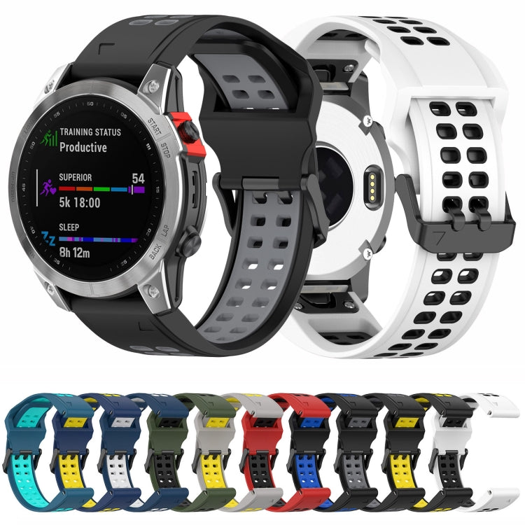 For Garmin Descent G1 / Coros Vertix 22mm Quick Release Double Row Silicone Watch Band(White Black) by bashfashion