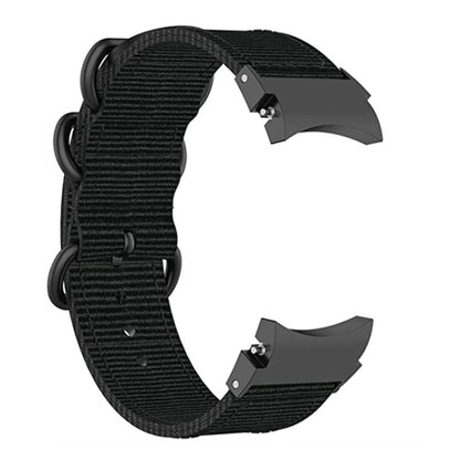 For Samsung Galaxy Watch4 / Watch4 Classic / Watch5 / Watch5 Pro Nylon Three-ring Watch Band(Black) by bashfashion