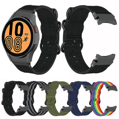 For Samsung Galaxy Watch4 / Watch4 Classic / Watch5 / Watch5 Pro Nylon Three-ring Watch Band(Black) by bashfashion