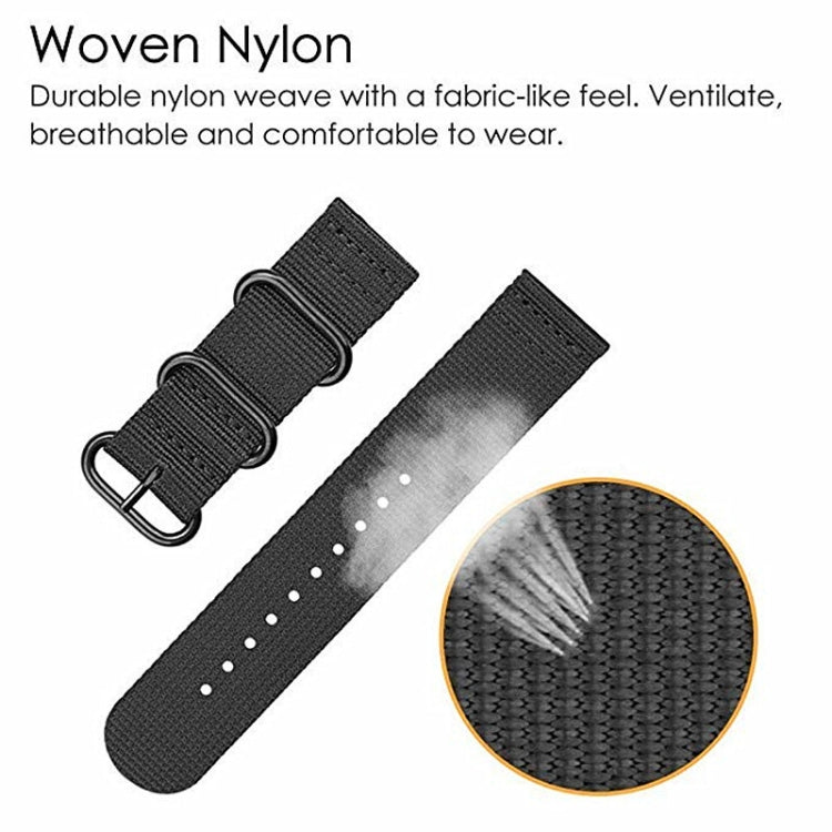 For Samsung Galaxy Watch4 / Watch4 Classic / Watch5 / Watch5 Pro Nylon Three-ring Watch Band(Black) by bashfashion