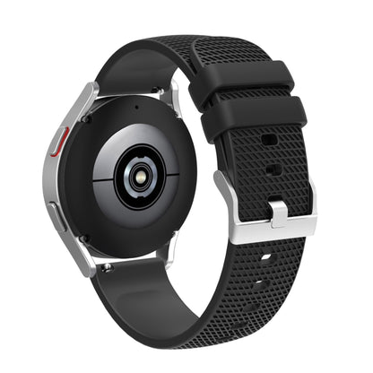 For Samsung Galaxy Watch5 40mm/44mm / Watch5 Pro 20mm Pockmarked Silver Buckle Silicone Watch Band(Black) by bashfashion
