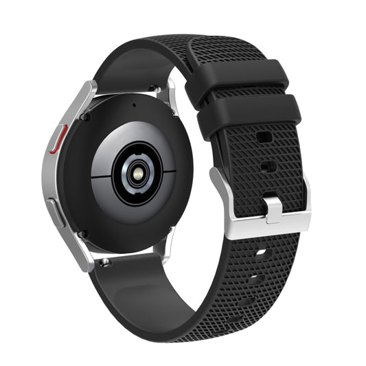 For Samsung Galaxy Watch5 40mm/44mm / Watch5 Pro 20mm Pockmarked Silver Buckle Silicone Watch Band(Black) by bashfashion