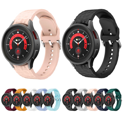 For Samsung Galaxy Watch 5 / Watch 5 Pro Rhombus Texture Silicone Watch Band(White) by bashfashion