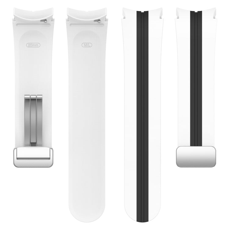 For Samsung Galaxy Watch 5 Pro Two-color Silver Buckle Silicone Watch Band(White Black) by bashfashion