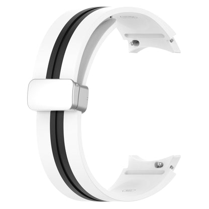 For Samsung Galaxy Watch 5 Pro Two-color Silver Buckle Silicone Watch Band(White Black) by bashfashion