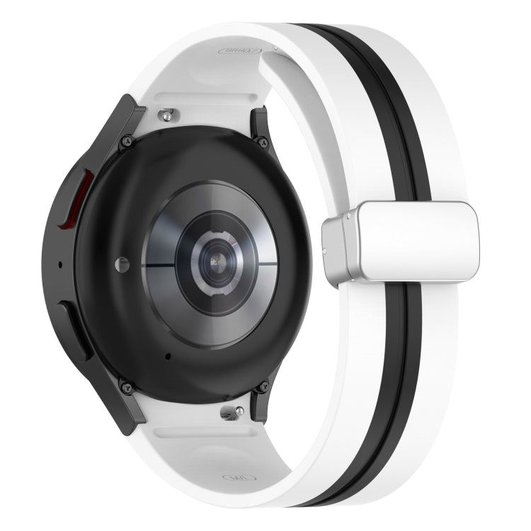 For Samsung Galaxy Watch 5 Pro Two-color Silver Buckle Silicone Watch Band(White Black) by bashfashion