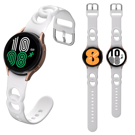 For Samsung Galaxy Watch 5 40mm / 44mm Hollowed Double Loop Silicone Watch Band(White) by bashfashion