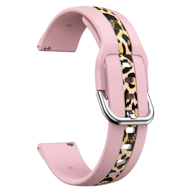 For Samsung Galaxy Watch 5 40mm / 44mm Vertical Grain Printing Silicone Watch Band(Pink Leopard Print) by bashfashion