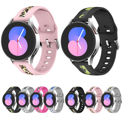 For Samsung Galaxy Watch 5 40mm / 44mm Vertical Grain Printing Silicone Watch Band(Pink Leopard Print) by bashfashion