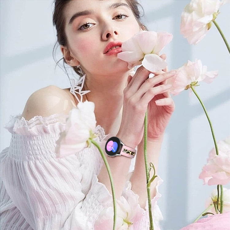 For Samsung Galaxy Watch 5 Pro 45mm Vertical Grain Printing Silicone Watch Band(Pink Leopard Print) by bashfashion