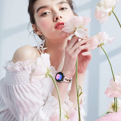 For Samsung Galaxy Watch 5 Pro 45mm Vertical Grain Printing Silicone Watch Band(Pink Leopard Print) by bashfashion