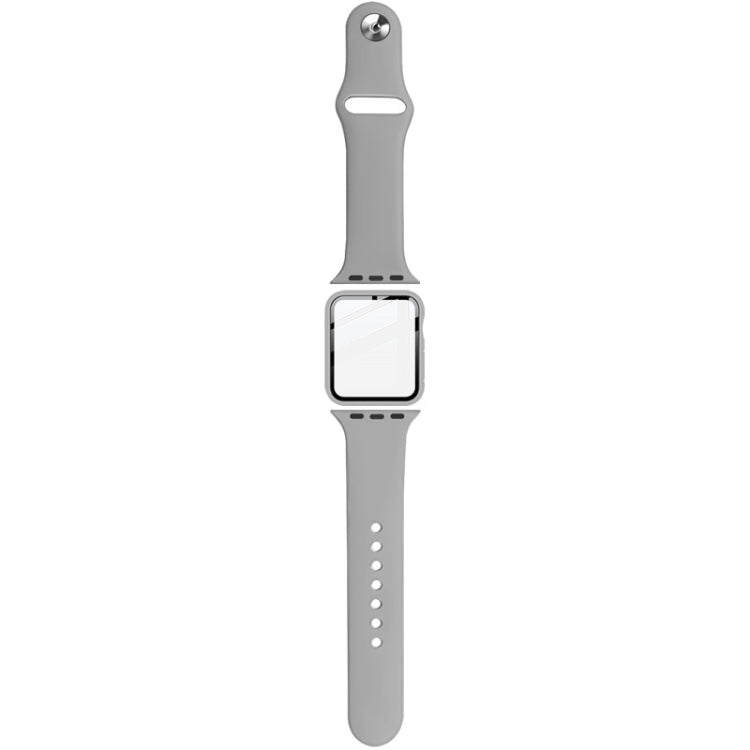 For Apple Watch SE 2022 40mm imak Silicone Watch Band PC Frame with Tempered Glass Film(Grey) by bashfashion