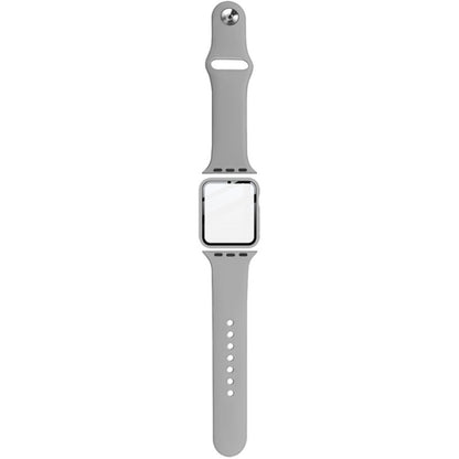 For Apple Watch SE 2022 40mm imak Silicone Watch Band PC Frame with Tempered Glass Film(Grey) by bashfashion