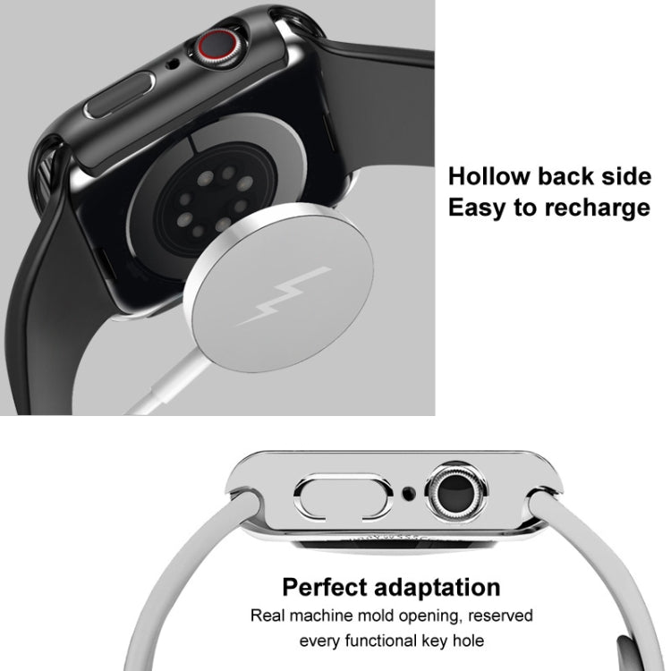 For Apple Watch SE 2022 40mm imak Silicone Watch Band PC Frame with Tempered Glass Film(Black) by bashfashion