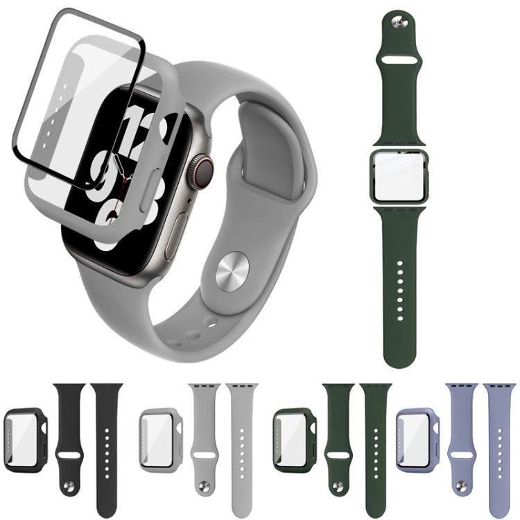 For Apple Watch SE 2022 40mm imak Silicone Watch Band PC Frame with Tempered Glass Film(Grey) by bashfashion