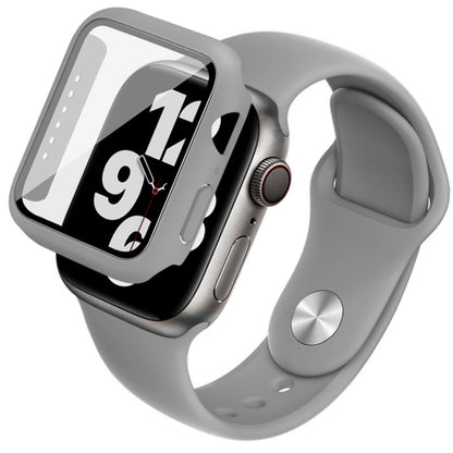 For Apple Watch SE 2022 44mm imak Silicone Watch Band PC Frame with Tempered Glass Film(Grey) by bashfashion