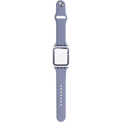 For Apple Watch SE 2022 44mm imak Silicone Watch Band PC Frame with Tempered Glass Film(Navy Blue) by bashfashion