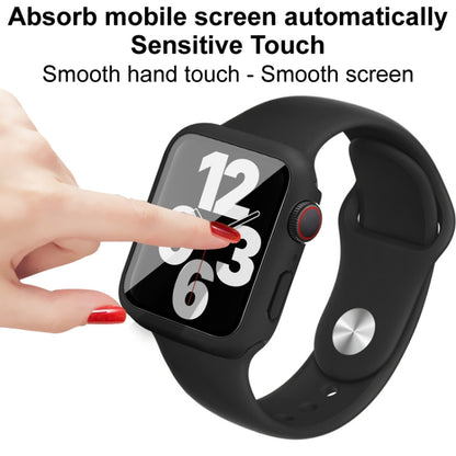 For Apple Watch SE 2022 44mm imak Silicone Watch Band PC Frame with Tempered Glass Film(Navy Blue) by bashfashion