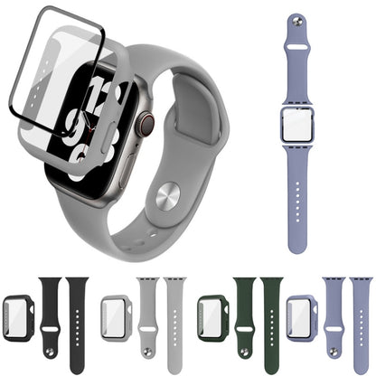 For Apple Watch SE 2022 44mm imak Silicone Watch Band PC Frame with Tempered Glass Film(Black) by bashfashion