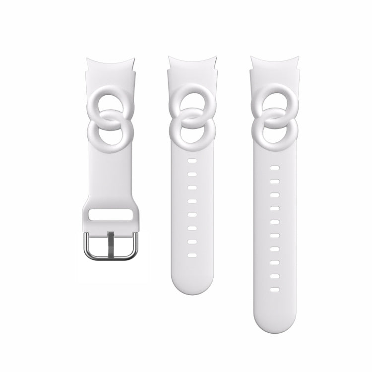 For Samsung Galaxy Watch 5 Pro 45mm Hollowed Double Loop Silicone Watch Band(White) by bashfashion