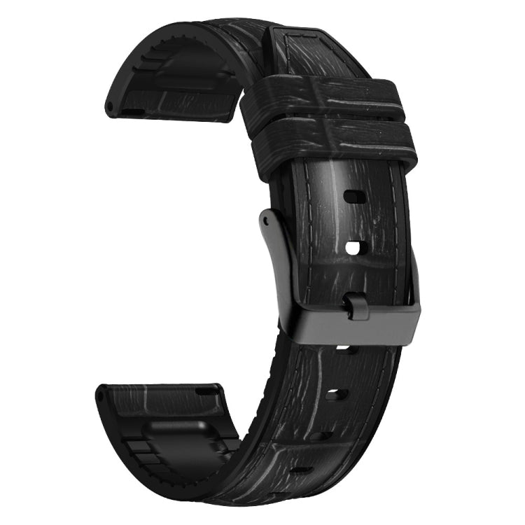 For Huawei GT 3 Pro 46mm Bamboo Joint Texture Silicone Leather Watch Band(Black) by bashfashion