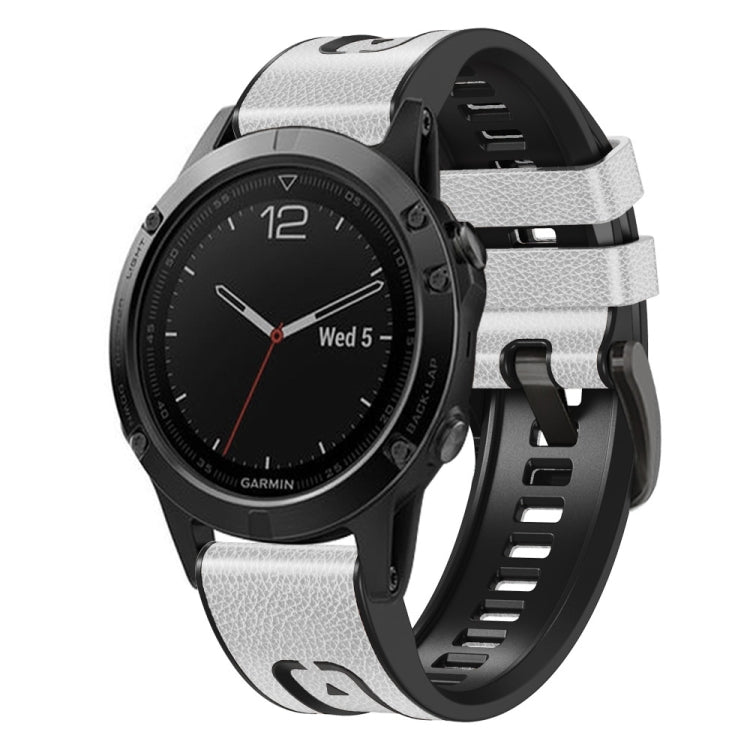 For Garmin Fenix 7 Quick Release Silicone Leather Watch Band(White) by bashfashion