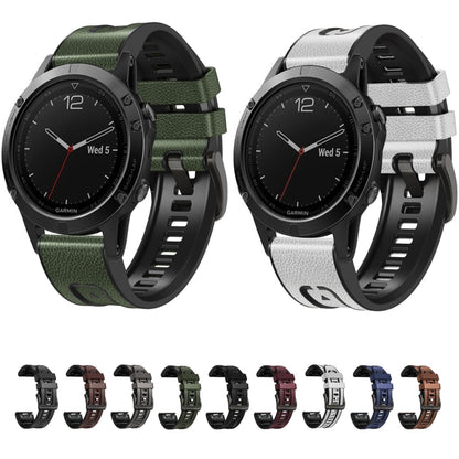 For Garmin Fenix 7 Quick Release Silicone Leather Watch Band(White) by bashfashion