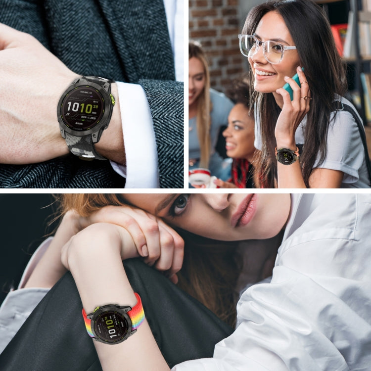 For Garmin Fenix 7X Hook And Loop Fastener Nylon Watch Band(Colorful) by bashfashion