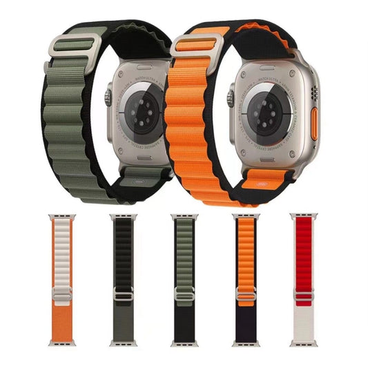 Breathable Two-color Nylon Watch Band For Apple Watch Ultra 49mm / Series 8&7 45mm / SE 2&6&SE&5&4 44mm / 3&2&1 42mm(White) by bashfashion