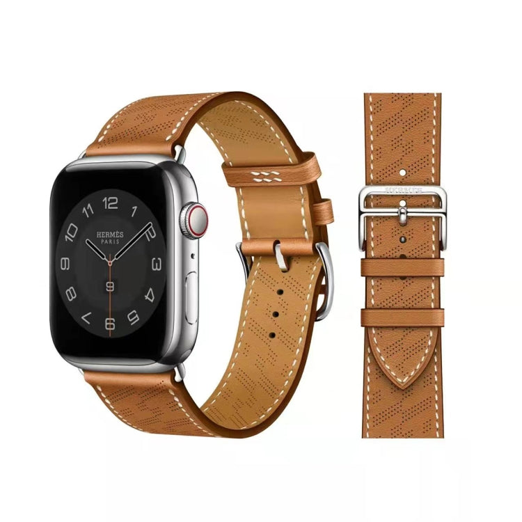 Microporous Leather Strap For Apple Watch Series 8&7 41mm / SE 2&6&SE&5&4 40mm / 3&2&1 38mm (Brown) by bashfashion