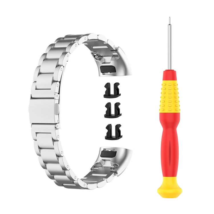 For Huawei Band 4 Pro (TER-B29S) / Band 3 Pro (TER-B29) / Band 3 (TER-B09) Three Beads Steel Wrist Strap Watchband(Silver) by bashfashion