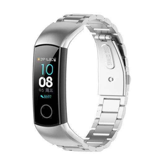For Huawei Honor Band 4 (CRS-B19) / Honor Band 5 (CRS-B19S) Three Beads Steel Wrist Strap Watchband(Silver) by bashfashion